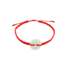 Red String Jade Peace Donut Pendant Bracelet