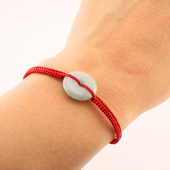 Red String Jade Peace Donut Pendant Bracelet