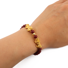 Fortune Charm | Mini Pixiu Red Cinnabar Bracelet