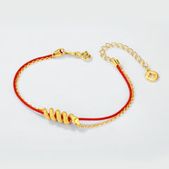 Gold Snake Red String Bracelet