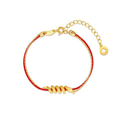 Gold Snake Red String Bracelet