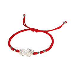 Silver Pixiu Red String Bracelet