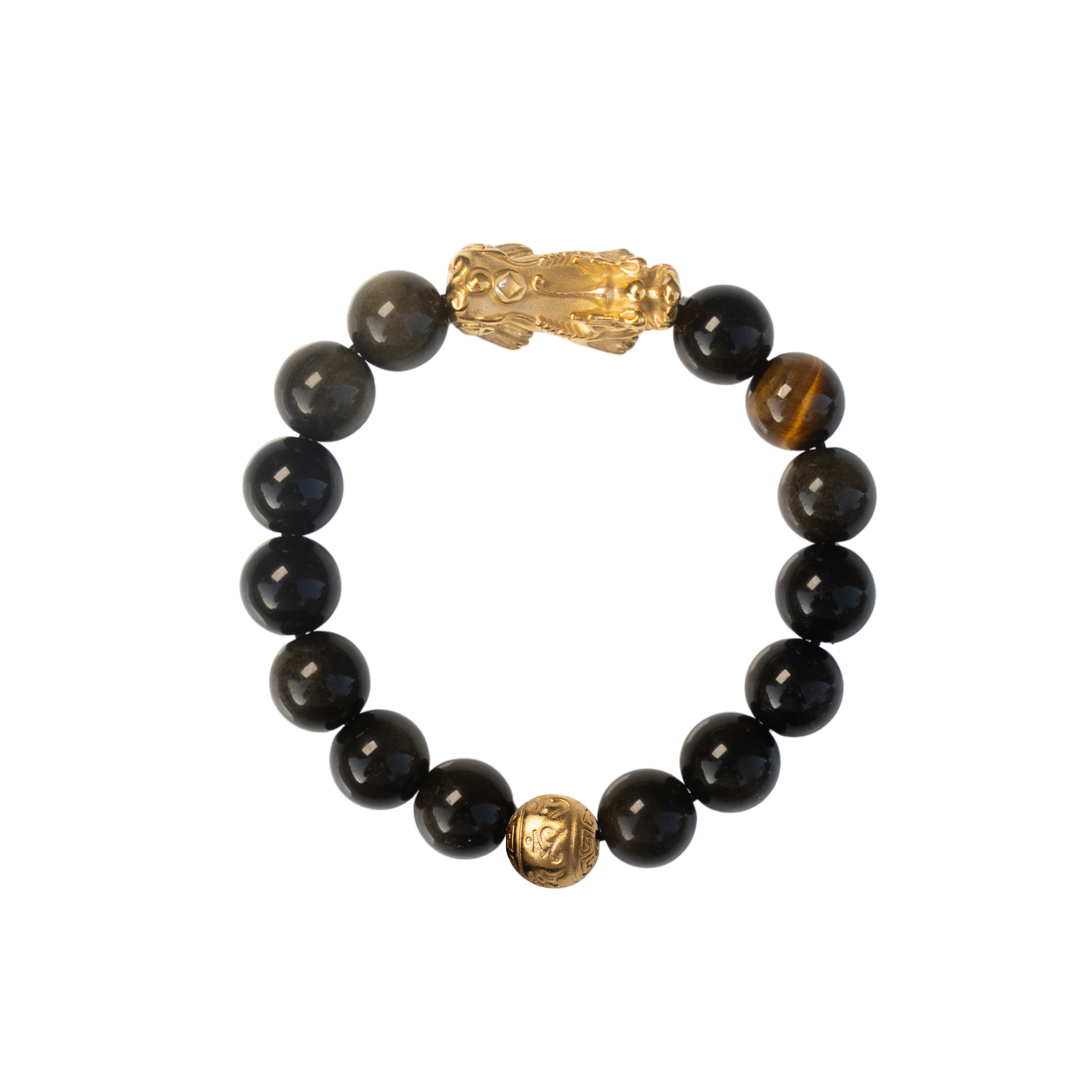 Courage Charm | Pixiu Obsidian Bracelet with Tiger Eye