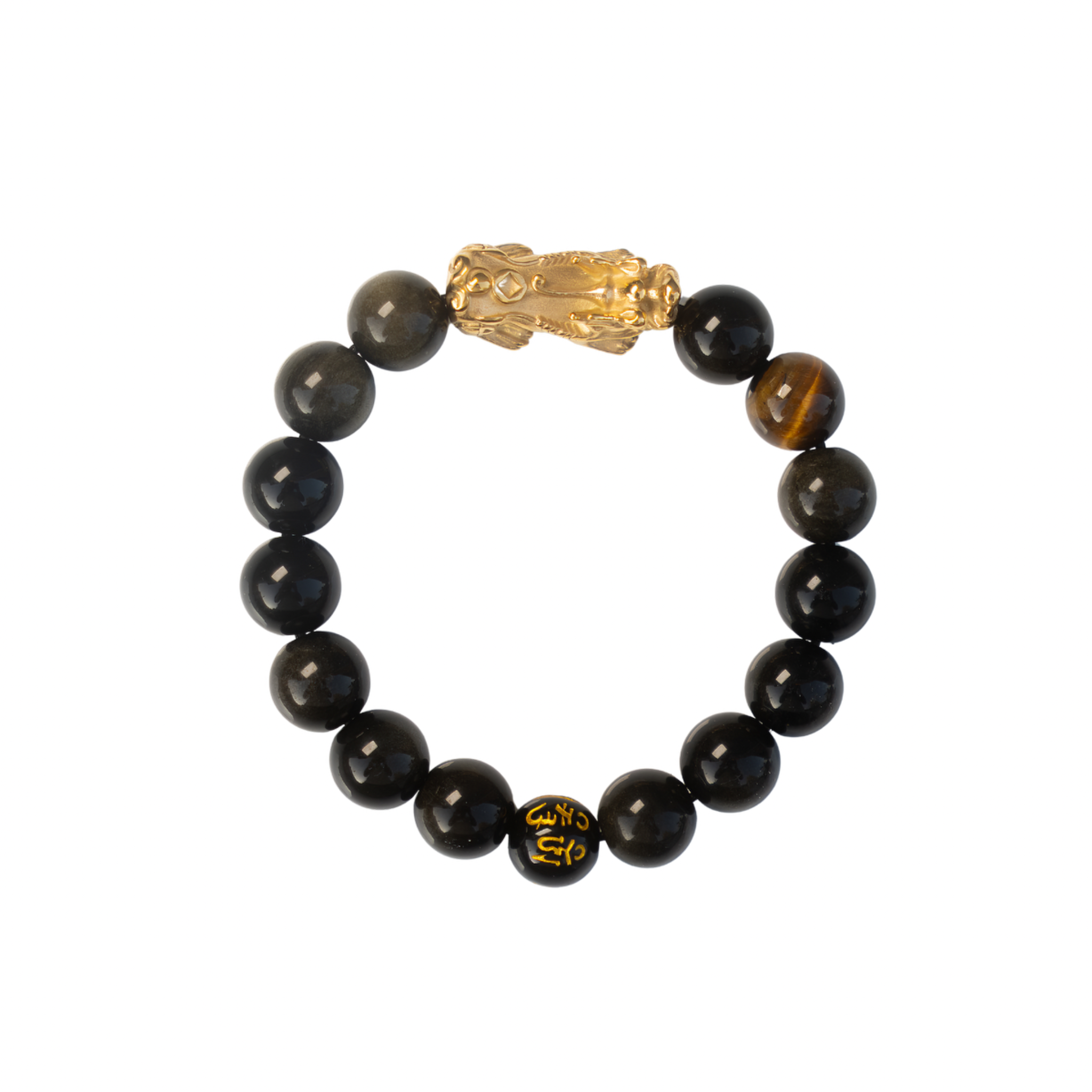 Courage Charm | Pixiu Obsidian Bracelet with Tiger Eye