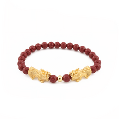 Fortune Charm | Mini Pixiu Red Cinnabar Bracelet