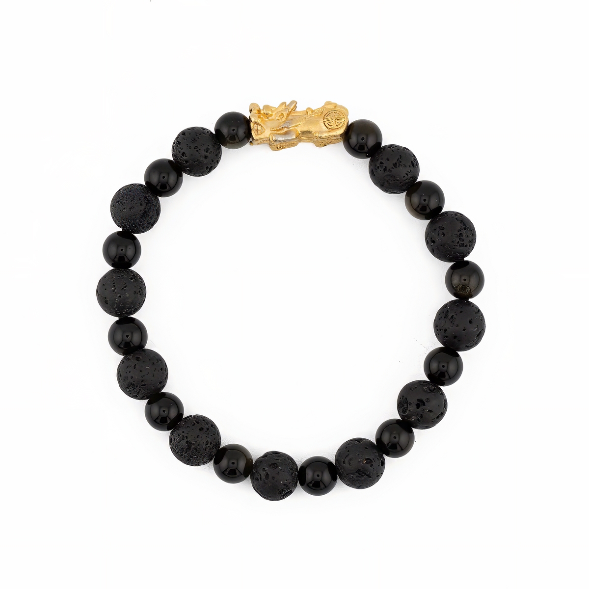 Protection Charm | Lava Rock Mini Pixiu Bracelet