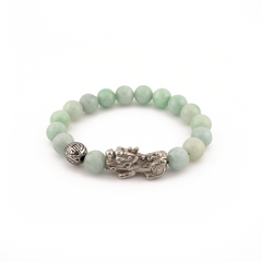 Harmony Charm | Silver Pixiu Light Jade Bracelet - 9.5mm