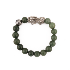 Abundance Charm | Silver Pixiu Jade Bracelet