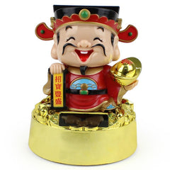 Five Wealth God Solar Powered Nodding Head Statue